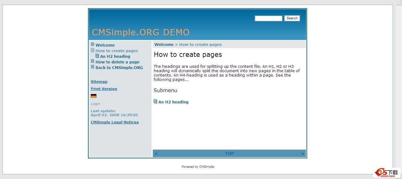 简易内容管理系统 CMSimple v3.4 英文版 build20120830
