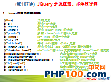 PHP100视频教程107：JQuery 之选择器、事件器详解